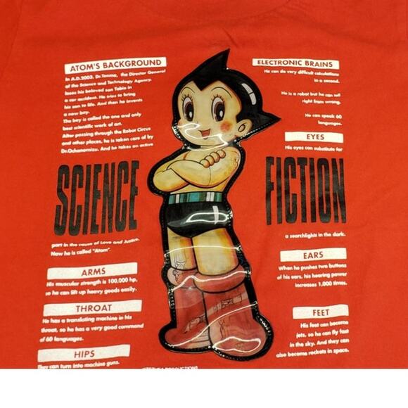 ASTRO BOY Rare Hologram Robot Mighty Atom Anime T-Shirt Red Size Medium Kids - Picture 2 of 10